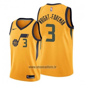 Maillot Utah Jazz Justin Wright Foreman No 3 Statement 2019-20 Or