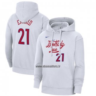 Veste a Capuche Philadelphia 76ers Joel Embiid Ville 2022-23 Blanc