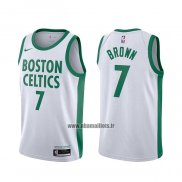 Maillot Boston Celtics Jaylen Brown NO 7 Ville 2020-21 Blanc