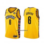 Maillot Brooklyn Nets Deandre Jordan No 6 Ville 2020-21 Jaune