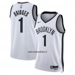 Maillot Brooklyn Nets Mikal Bridges NO 1 Association 2022-23 Blanc