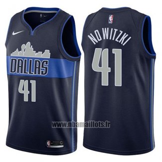 Maillot Dallas Mavericks Dirk Nowitzki No 41 Statement 2017-18 Bleu