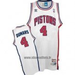 Maillot Detroit Pistons Joe Dumars No 4 Retro Blanc
