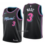 Maillot Enfant Miami Heat Dwyane Wade NO 3 Ville Noir