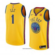 Maillot Golden State Warriors Damion Lee No 1 Ville 2018 Jaune