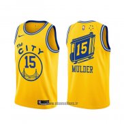 Maillot Golden State Warriors Mychal Mulder NO 15 Classic Jaune