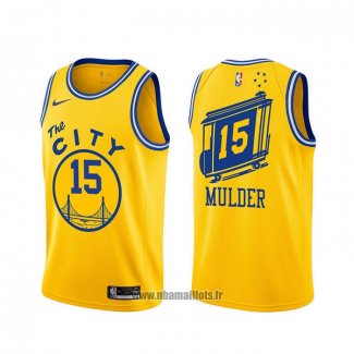 Maillot Golden State Warriors Mychal Mulder NO 15 Classic Jaune