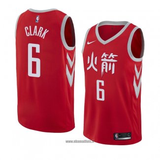 Maillot Houston Rockets Gary Clark No 6 Ville 2018 Rouge