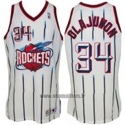 Maillot Houston Rockets Hakeem Olajuwon No 34 Retro Blanc