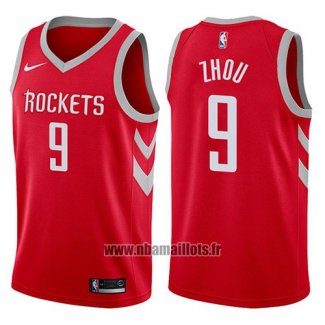 Maillot Houston Rockets Zhou Qi No 9 Swingman 2017-18 Rouge