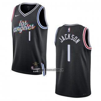 Maillot Los Angeles Clippers Reggie Jackson NO 1 Ville 2022-23 Noir