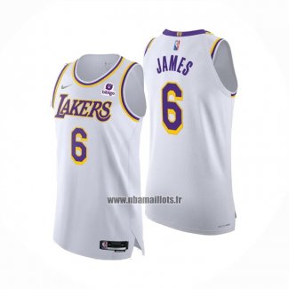 Maillot Los Angeles Lakers LeBron James NO 6 Association Authentique Blanc