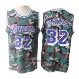 Maillot Los Angeles Lakers Magic Johnson No 32 Camuflaje Vert