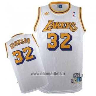 Maillot Los Angeles Lakers Magic Johnson No 32 Retro Blanc