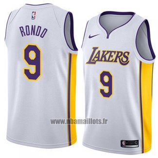 Maillot Los Angeles Lakers Rajon Rondo No 9 Association 2018 Blanc
