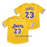 Maillot Manche Courte Los Angeles Lakers Lebron James No 23 Jaune