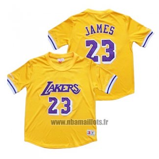Maillot Manche Courte Los Angeles Lakers Lebron James No 23 Jaune