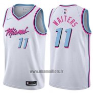 Maillot Miami Heat Dion Waiters No 11 Ville 2017-18 Blanc