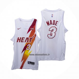 Maillot Miami Heat Dwyane Wade No 3 Fashion Royalty Blanc