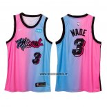 Maillot Miami Heat Dwyane Wade No 3 Ville 2020-21 Bleu Rosa