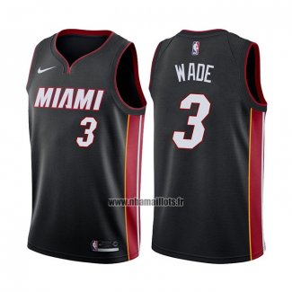 Maillot Miami Heat Victor Dwyane Wade NO 3 Icon Noir