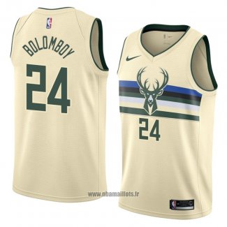 Maillot Milwaukee Bucks Joel Bolomboy No 24 Ville 2018 Crema