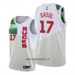 Maillot Milwaukee Bucks Pau Gasol No 17 Earned Crema