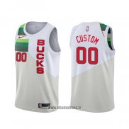 Maillot Milwaukee Bucks Personnalise Earned Blanc