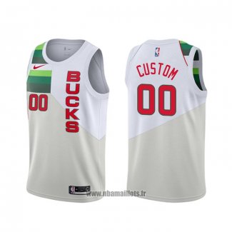 Maillot Milwaukee Bucks Personnalise Earned Blanc