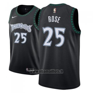 Maillot Minnesota Timberwolves Derrick Rose No 25 Classic 2018 Noir