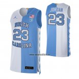 Maillot NCAA North Carolina Tar Heels Michael Jordan NO 23 Split Bleu Blanc