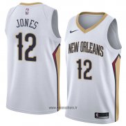 Maillot New Orleans Pelicans Jalen Jones No 12 Association 2018 Blanc