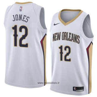 Maillot New Orleans Pelicans Jalen Jones No 12 Association 2018 Blanc