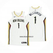 Maillot New Orleans Pelicans Zion Williamson NO 1 Association Authentique 2020-21 Blanc