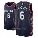 Maillot New York Knicks Kristaps Porzingis No 6 Ville 2018-19 Bleu