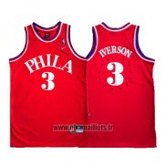 Maillot Philadelphia 76ers Allen Iverson No 3 Retro 1964 Rouge