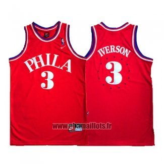 Maillot Philadelphia 76ers Allen Iverson No 3 Retro 1964 Rouge