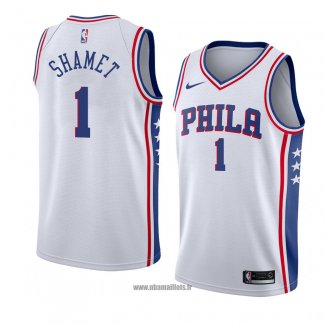 Maillot Philadelphia 76ers Landry Shamet No 1 Association 2018 Blanc