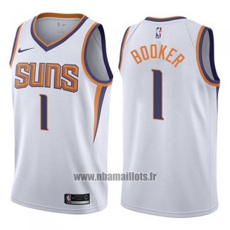 Maillot Phoenix Suns Devin Booker No 1 2017-18 Blanc