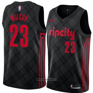 Maillot Portland Trail Blazers Cj Wilcox No 23 Ville 2018 Noir