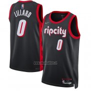 Maillot Portland Trail Blazers Damian Lillard NO 0 Ville 2021-22 Noir