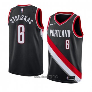 Maillot Portland Trail Blazers Nik Stauskas No 6 Icon 2018 Noir