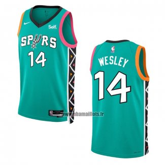 Maillot San Antonio Spurs Blake Wesley NO 14 Ville 2022-23 Vert