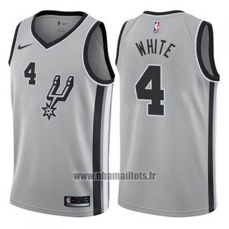 Maillot San Antonio Spurs Derrick White No 4 Statement 2017-18 Gris