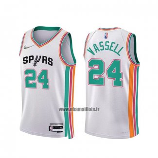 Maillot San Antonio Spurs Devin Vassell NO 24 Ville 2021-22 Blanc