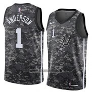 Maillot San Antonio Spurs Kyle Anderson No 1 Ville 2018 Gris