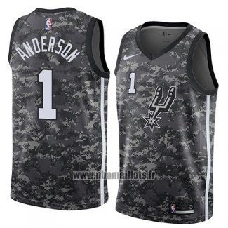 Maillot San Antonio Spurs Kyle Anderson No 1 Ville 2018 Gris