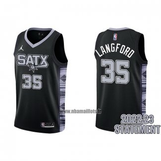 Maillot San Antonio Spurs Romeo Langford NO 35 Statement 2022-23 Noir