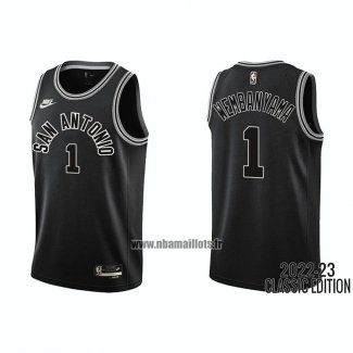 Maillot San Antonio Spurs Victor Wembanyama NO 1 Classic 2022-23 Noir