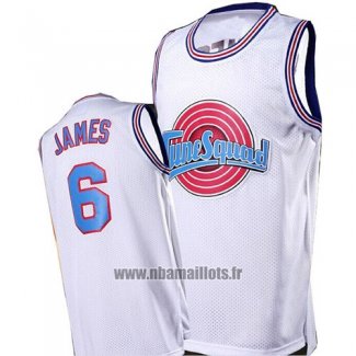 Maillot Tune Squad Lebron James No 6 Blanc